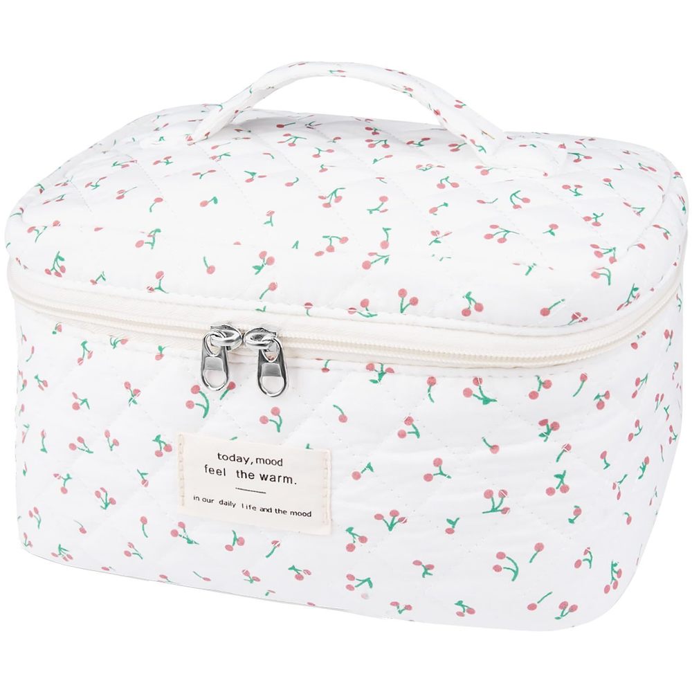 Large Travel Quilted Makeup Bag For Women,big Floral Cotton Cosmetic Bag, Cute🐙